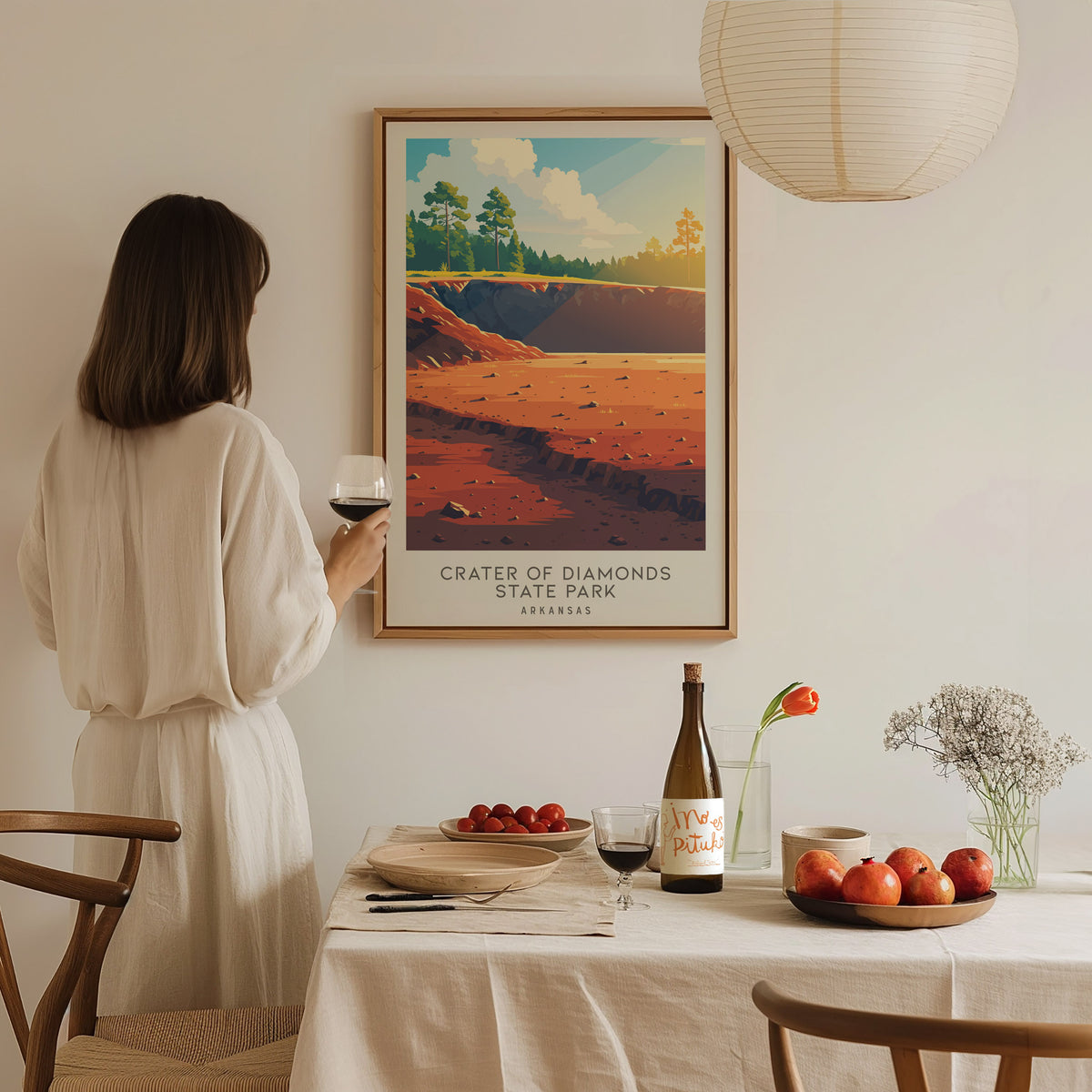 Crater of Diamonds State Park Matte Border Poster | Arkansas Destination Print Travel Wall Art — styled in a modern interior