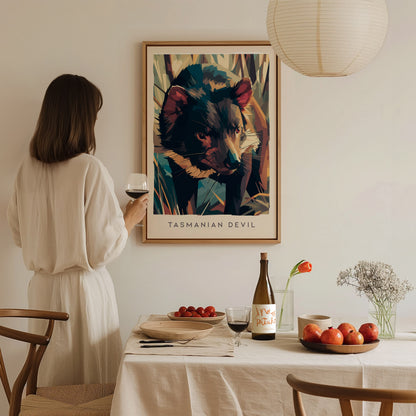 Tasmanian Devil, Sarcophilus harrisii Poster | Bold Wildlife Wall Art — styled in a modern interior