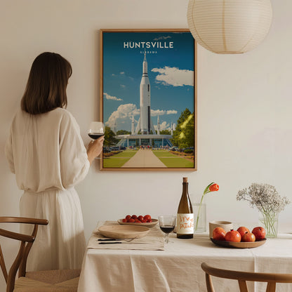 Huntsville, Alabama Poster | Rocket City Space & Southern Charm Wall Art — styled in a modern interior