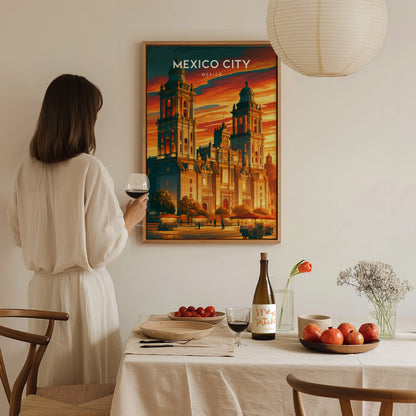 Mexico City, Mexico Poster | Vibrant Culture & Architecture Wall Art — styled in a modern interior