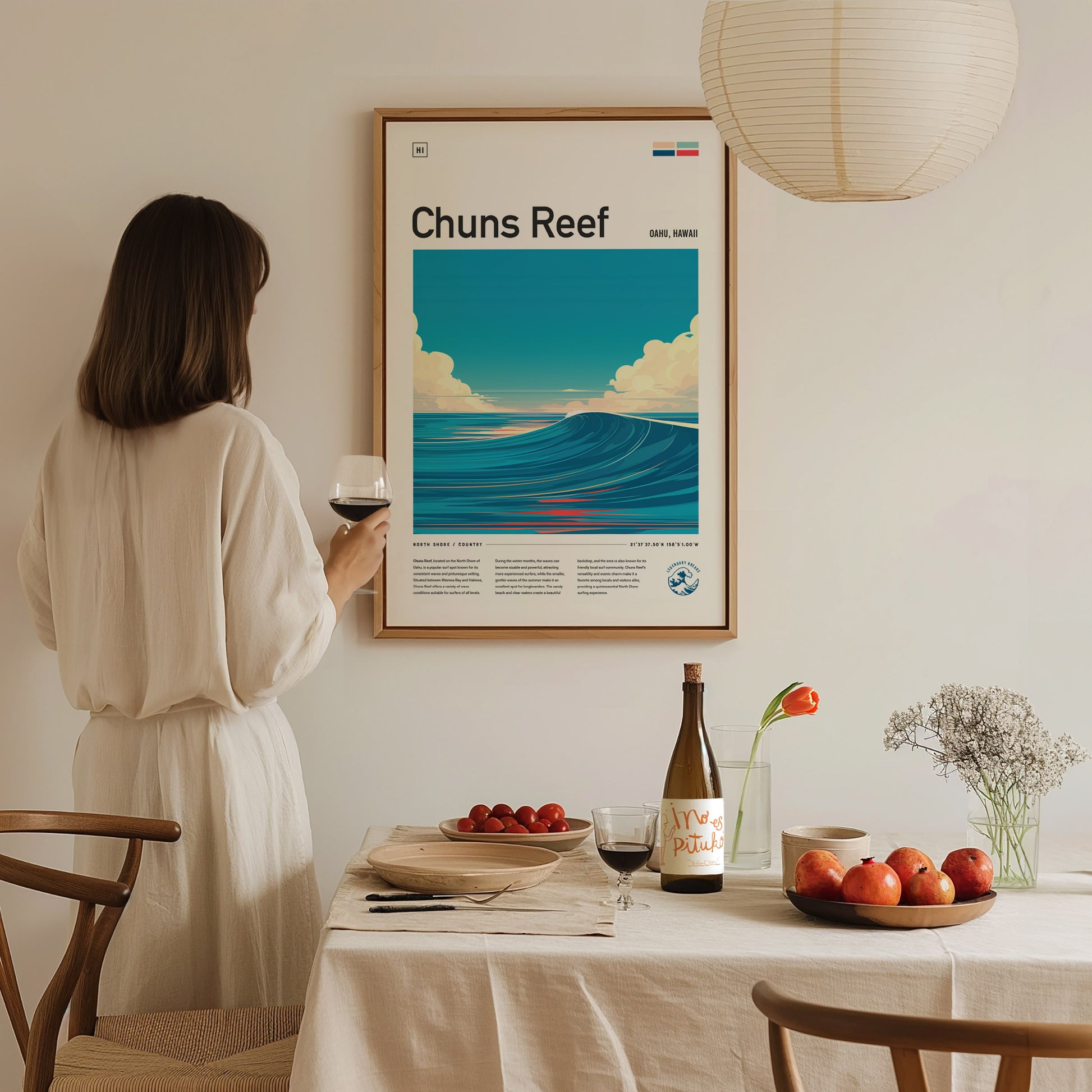 Chuns Reef Surf Spot Poster | North Shore Oahu Surfer Wall Art | Framed or Unframed