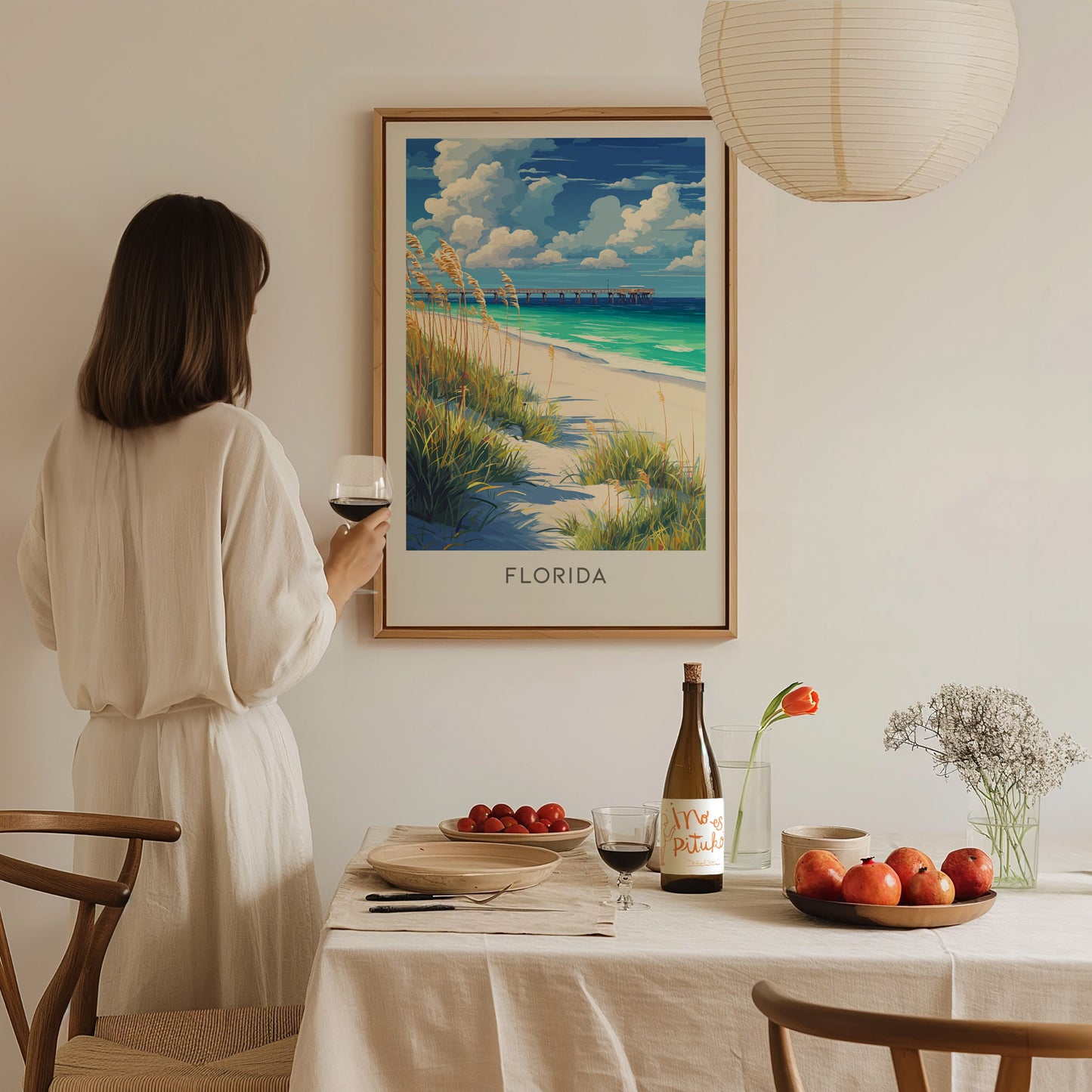 Florida Matte Border Poster | Sunshine State Travel Wall Art — styled in a modern interior