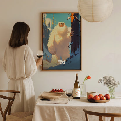 Yeti Nursery Poster | Cute Cryptid Snowman Wall Art for Kids Room or Baby Gift | Cozy Winter Art Print | Framed or Unframed