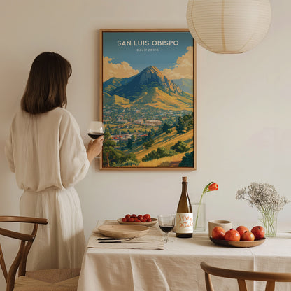 San Luis Obispo Poster | Bishop Peak SLO Art | Central Coast California