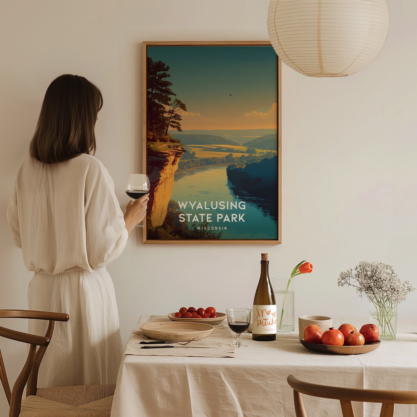 Wyalusing State Park, Wisconsin Poster | Bluffs & River Valley Vista Wall Art — styled in a modern interior
