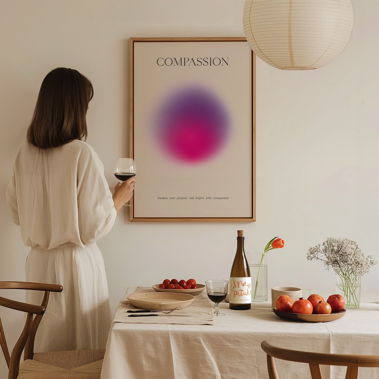 Compassion Aura Poster | Minimalist Modern Typography Wall Art | Framed or Unframed