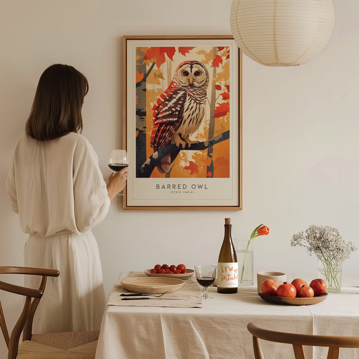 Barred Owl Framed Poster | Hoot Owl Nature Bird Lover Nature Modern Wall Art | Bird Of Prey Audubon Print Farm House Decor