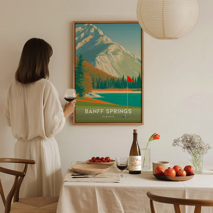 Banff Springs, Alberta Poster | Golf Wall Art & Golfer Gift Wall Art — styled in a modern interior