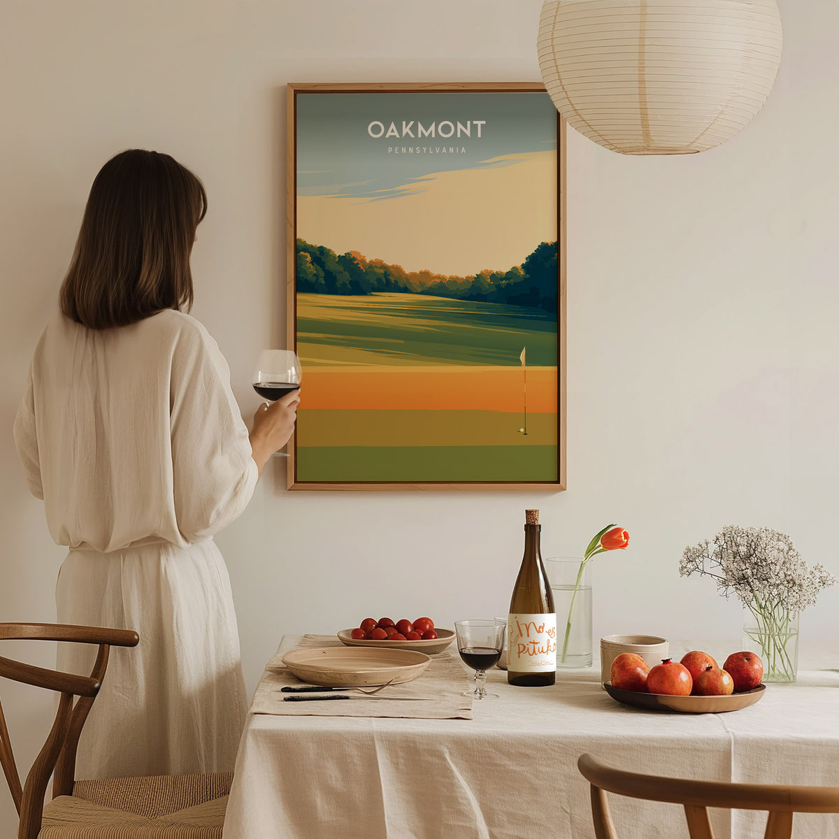 Oakmont, Pennsylvania Poster | Classic Links Golfer Gift Wall Art — styled in a modern interior