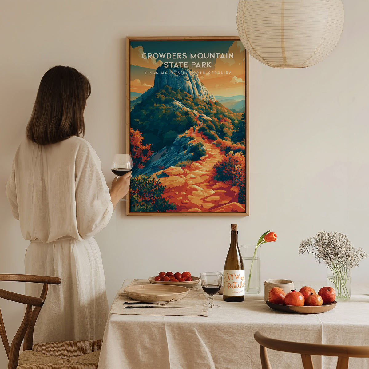 Crowders Mountain State Park, Kings Mountain, North Carolina Poster | Summit Trail Adventure Travel Wall Art — styled in a mo