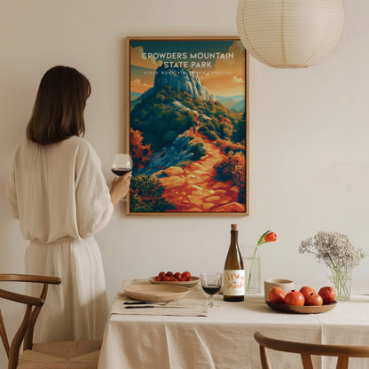 Crowders Mountain State Park, Kings Mountain, North Carolina Poster | Summit Trail Adventure Travel Wall Art — styled in a mo