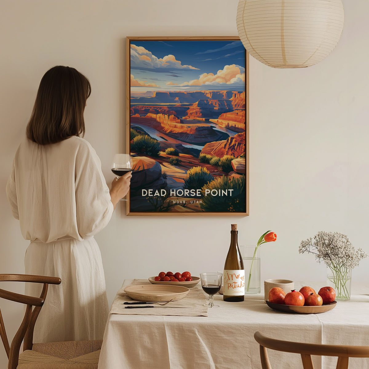 Dead Horse Point, Moab, Utah Poster | Canyon Overlook Destination Print Wall Art — styled in a modern interior