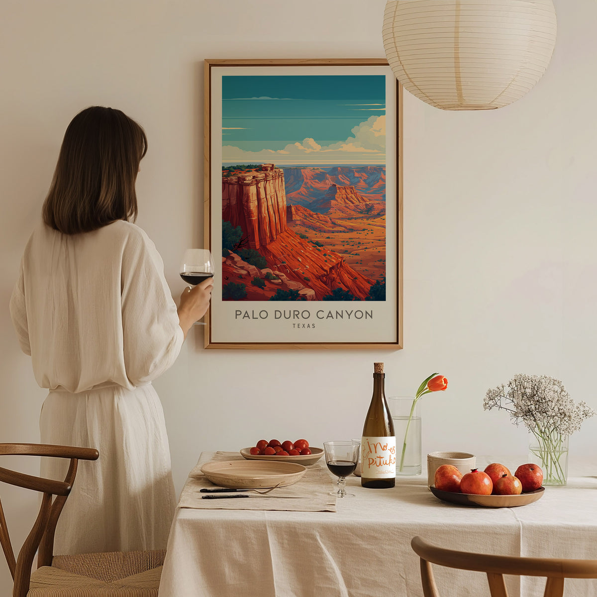 Palo Duro Canyon Matte Border Poster | Texas Travel Wall Art — styled in a modern interior
