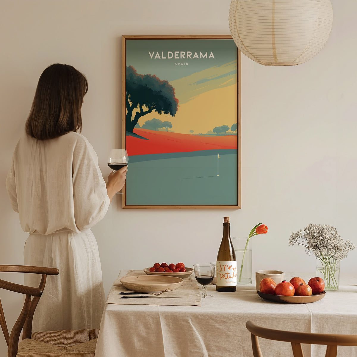 Valderrama, Spain Poster | Sunlit Fairways & Clubhouse Golf Wall Art — styled in a modern interior