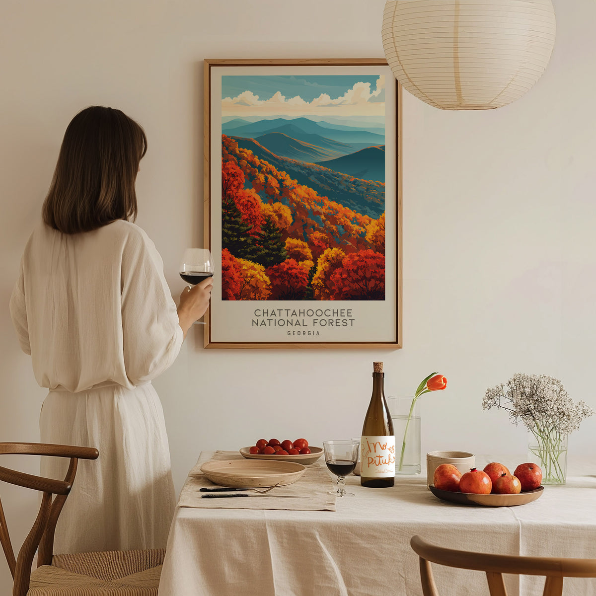Chattahoochee National Forest Matte Border Poster | Georgia Travel Wall Art — styled in a modern interior