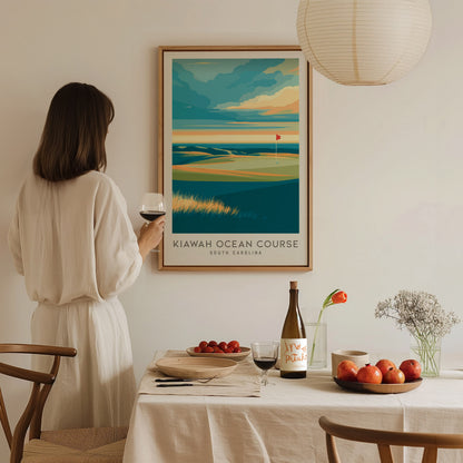 Kiawah Ocean Course Matte Border Poster | South Carolina Golf Wall Art & Framed or Unframed — styled in a modern interior