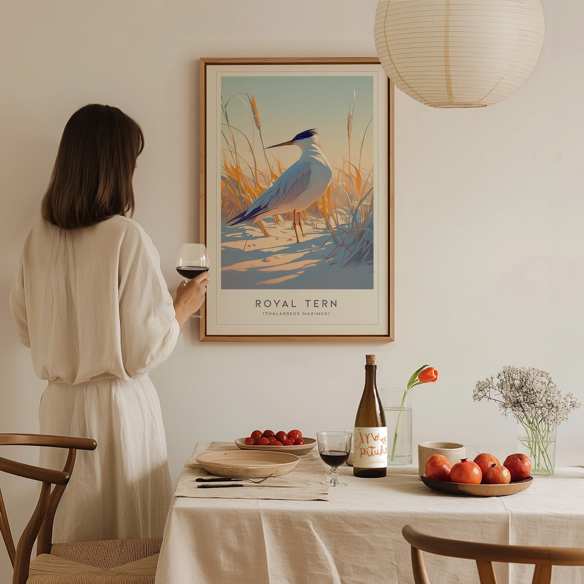 Royal Tern Poster | Beach Bird Art Coastal Decor | Birdwatching Gift