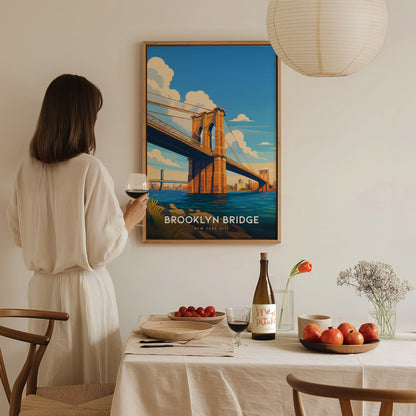 Brooklyn Bridge NYC Poster | Iconic New York Wall Art | Framed or Unframed