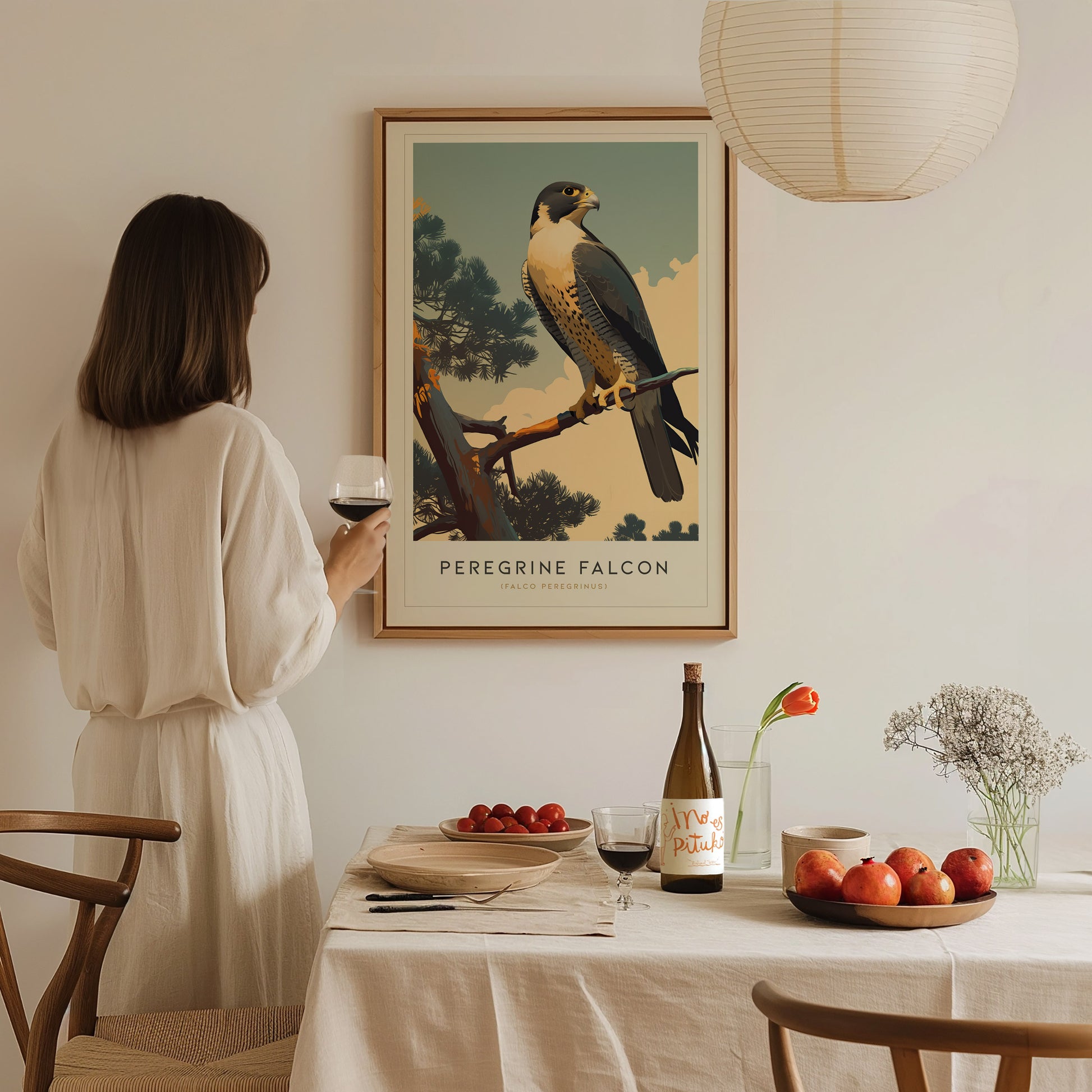 Peregrine Falcon Poster | Modern Audubon Bird of Prey Wall Art Print