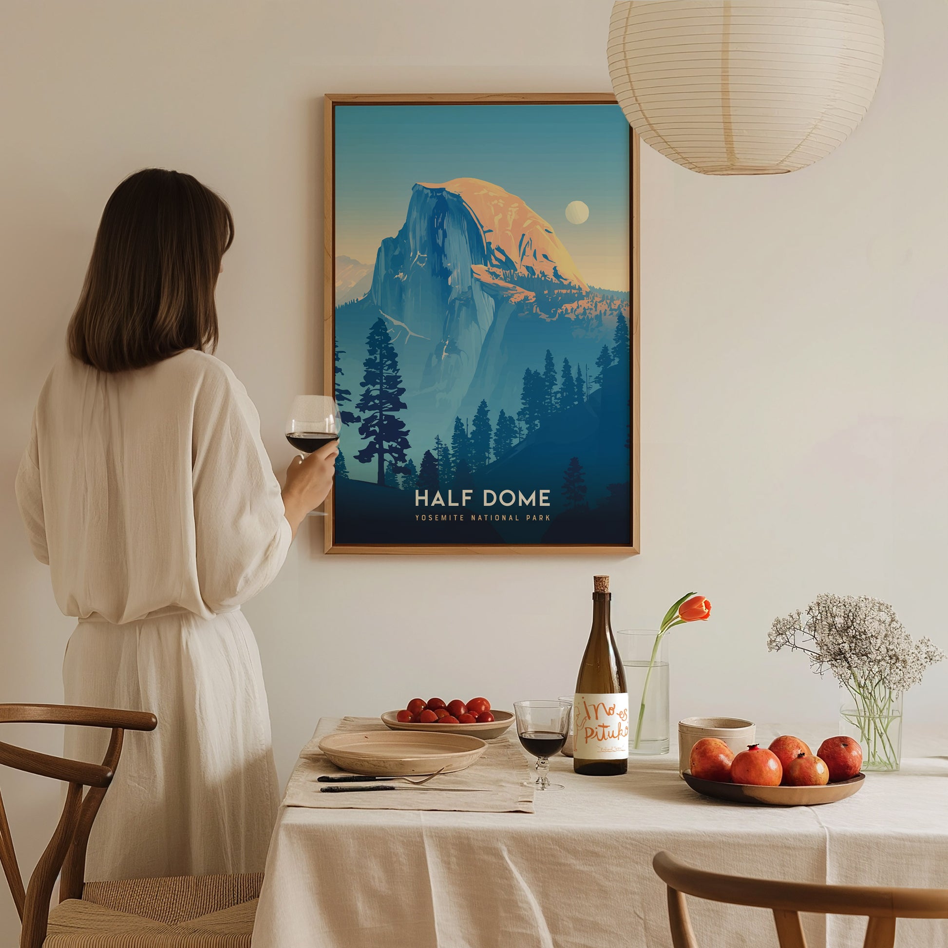 Half Dome Poster | Yosemite National Park Print | California Hiker Wall Art