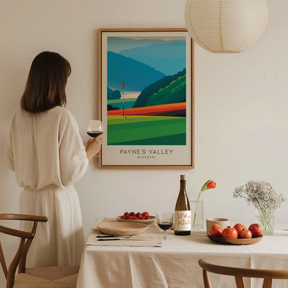 Payne's Valley Matte Border Poster | Missouri Golf Course Print & Country Club Decor — styled in a modern interior