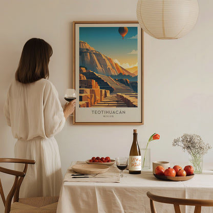 Teotihuacán Matte Border Poster | Mexico Travel Wall Art — styled in a modern interior