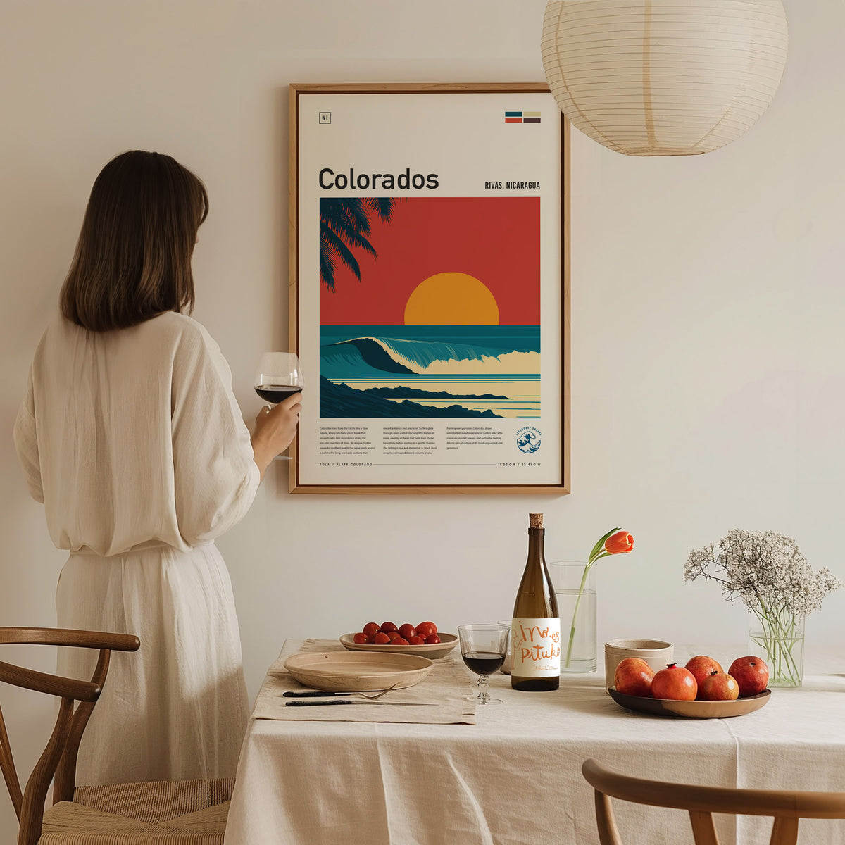 Colorados, Rivas, Nicaragua Poster | Tropical Surf Wall Art — styled in a modern interior