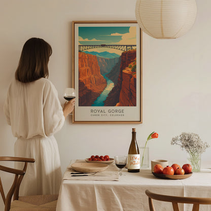 Royal Gorge Matte Border Poster | Canon City, Colorado Travel Wall Art — styled in a modern interior