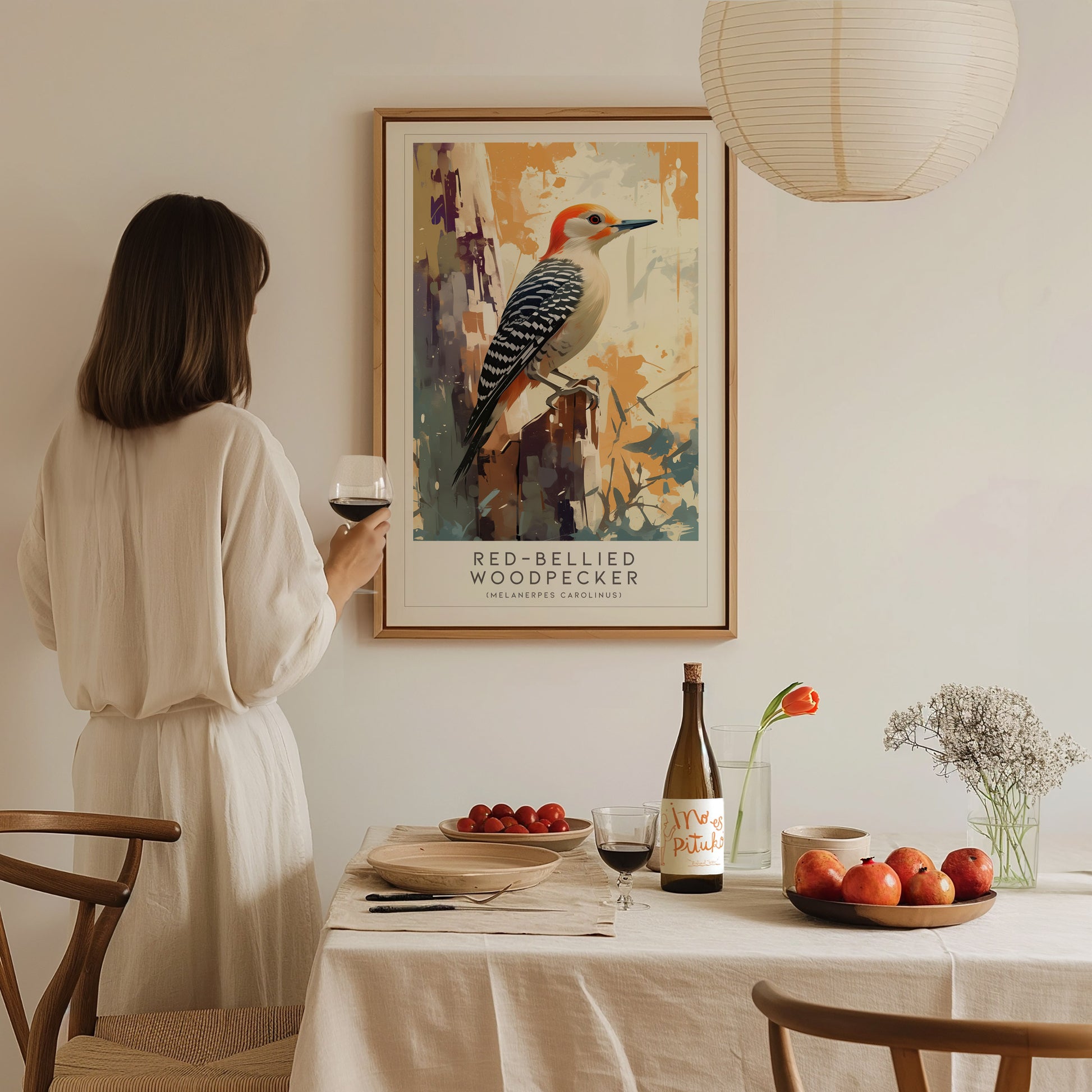 Red-Bellied Woodpecker Poster | Modern Bird Wall Art