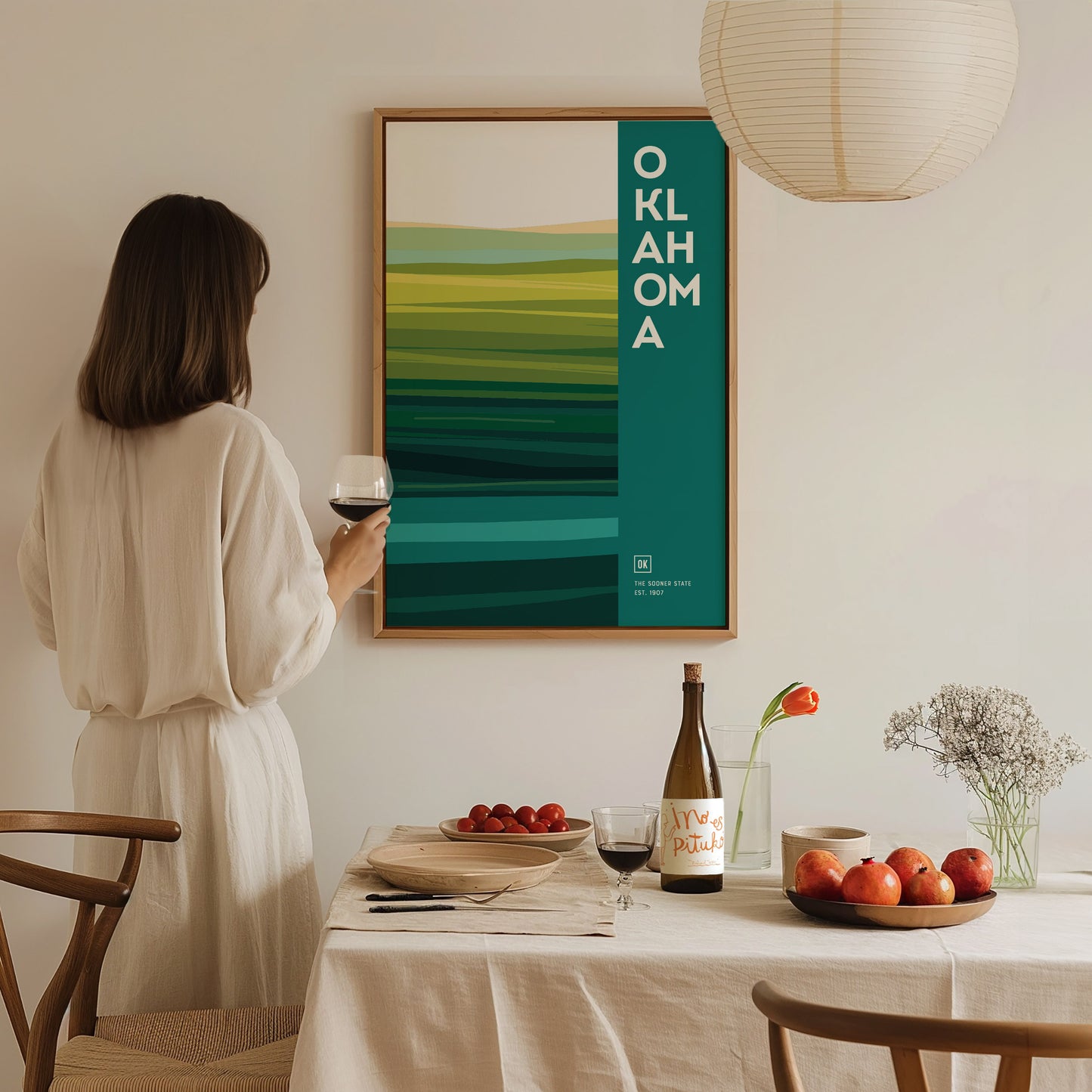 Oklahoma Sooner State Poster | Abstract Tallgrass Prairie Wall Art Print