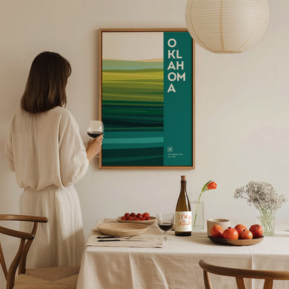 Oklahoma Sooner State Poster | Abstract Tallgrass Prairie Wall Art Print