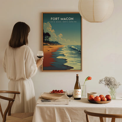 Fort Macon, Atlantic Beach, North Carolina Poster | Beach House Decor Wall Art — styled in a modern interior