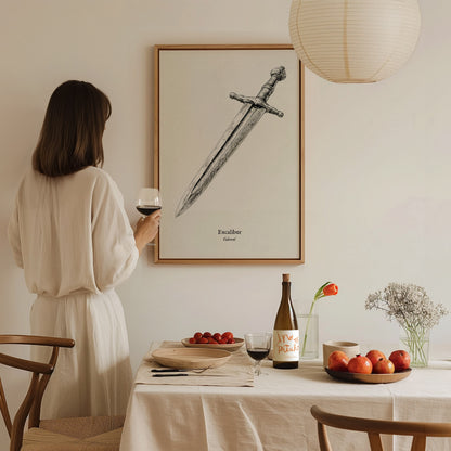 Excalibur Sword Poster | Vintage Calesvol Scientific Illustration Wall Art — styled in a modern interior