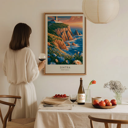 Sintra Matte Border Poster | Portugal Destination Print Travel Wall Art — styled in a modern interior