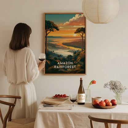 Amazon Rainforest, South America Poster | Lush Jungle & Exotic Wildlife Wall Art — styled in a modern interior