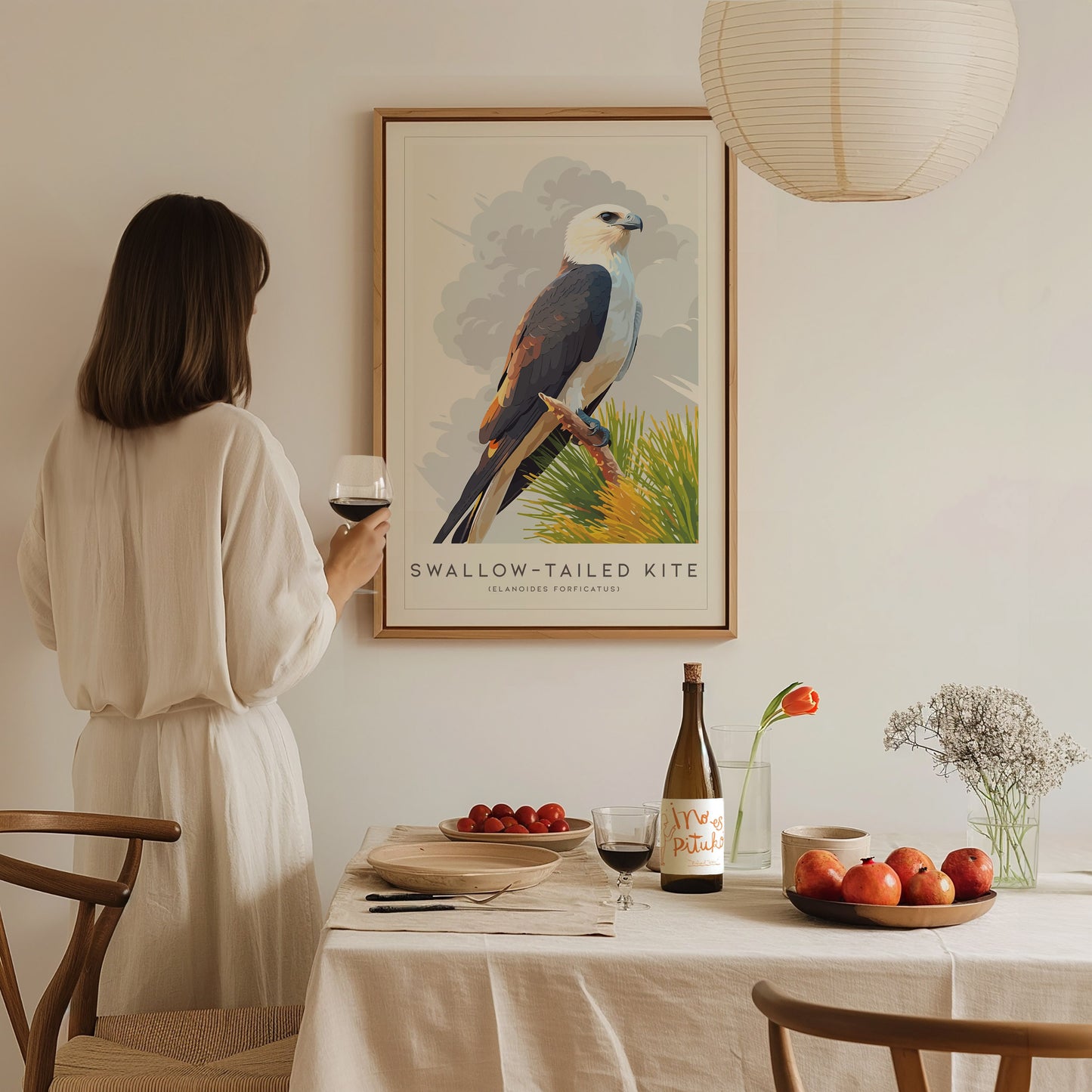 Swallow-tailed Kite Poster | Graceful Raptor in Flight Wall Art — styled in a modern interior