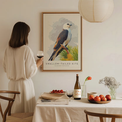 Swallow-tailed Kite Poster | Graceful Raptor in Flight Wall Art — styled in a modern interior