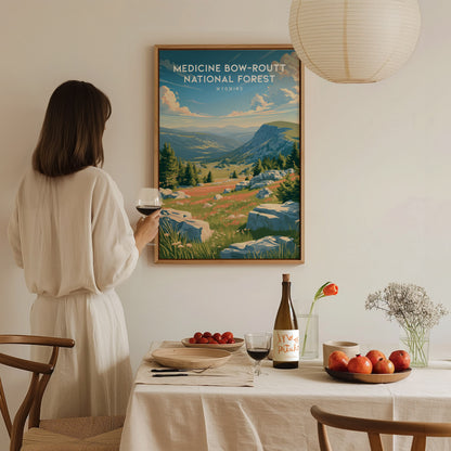 Medicine Bow-Routt National Forest, Wyoming Poster | Alpine Wilderness & Mountain Meadows Wall Art — styled in a modern inter