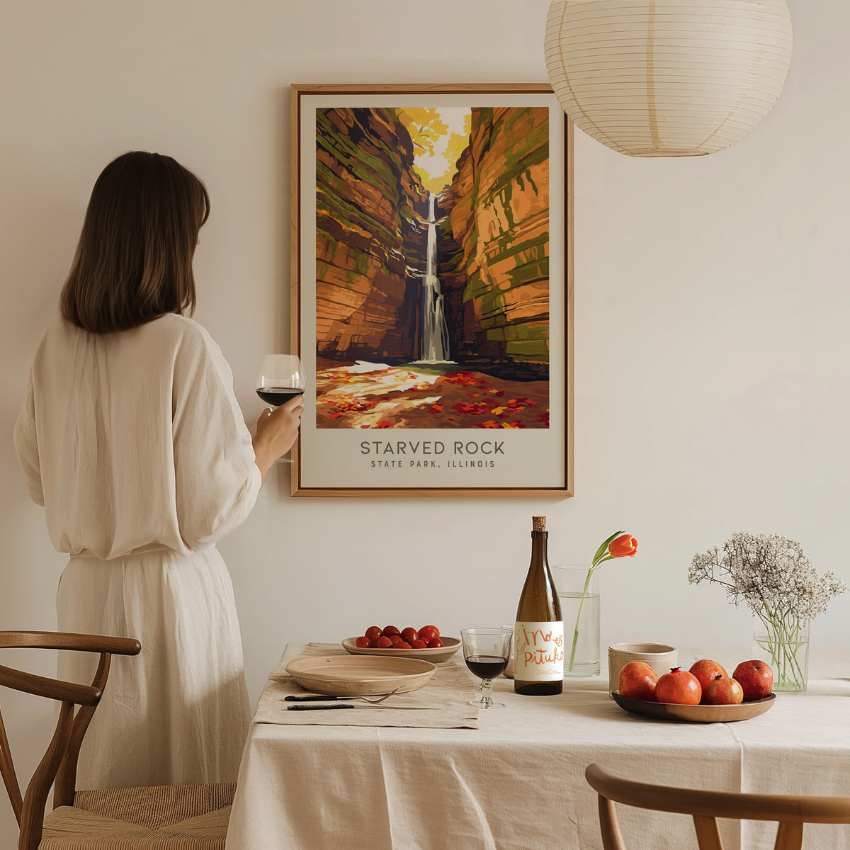 Starved Rock State Park Matte Border Poster | Illinois Travel Wall Art — styled in a modern interior