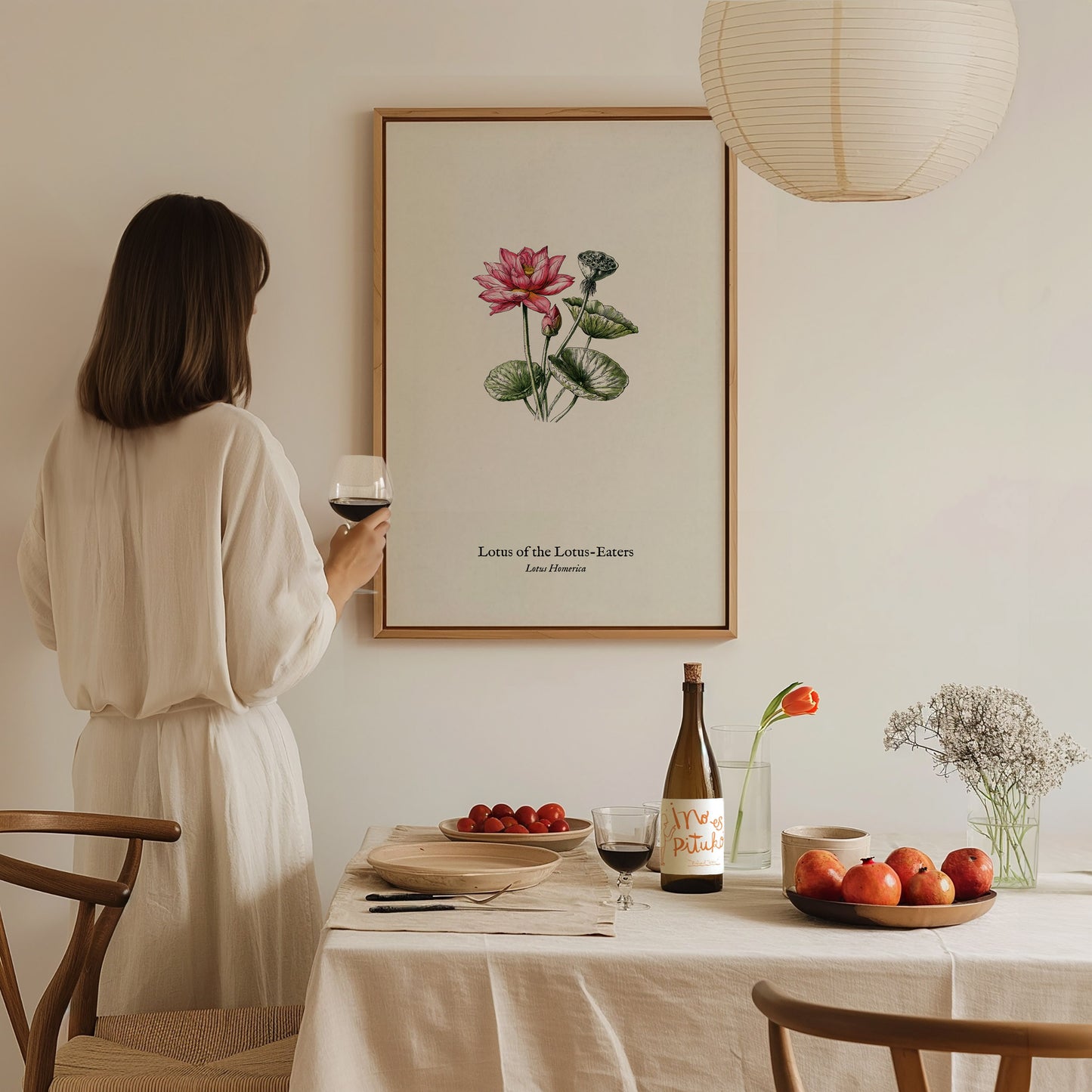 Lotus of the Lotus-Eaters Poster | Vintage Lotus Homerica Scientific Illustration Wall Art — styled in a modern interior