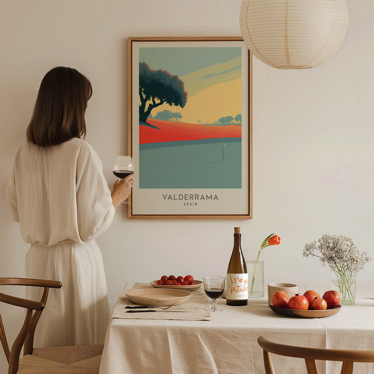 Valderrama Matte Border Poster | Spain Travel Wall Art — styled in a modern interior
