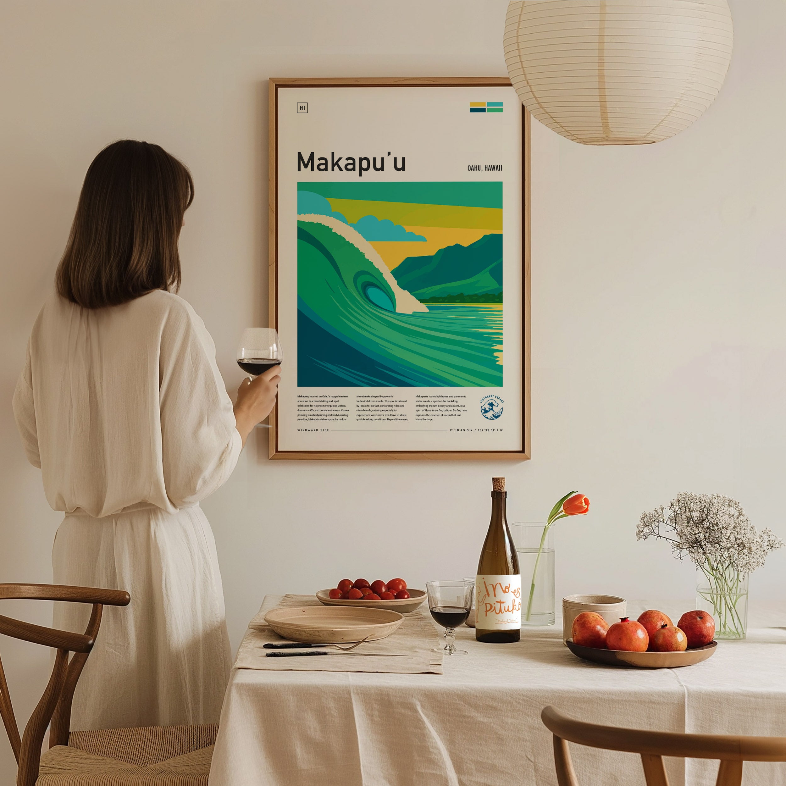 Makapuu Oahu Surf Poster | Windward Hawaii Bodyboard Wave Art