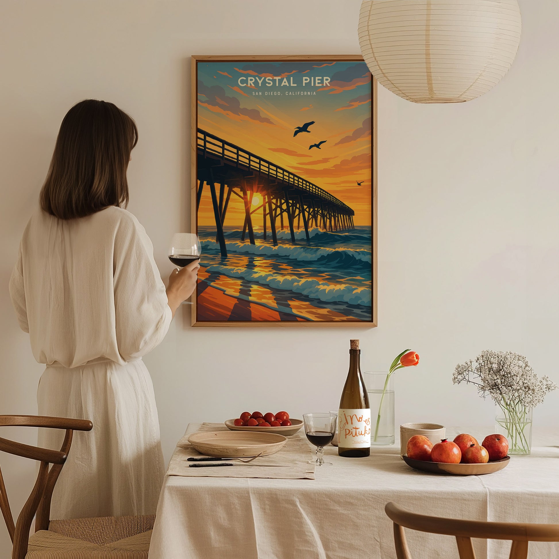 Crystal Pier San Diego Poster | Pacific Beach Coastal Wall Art