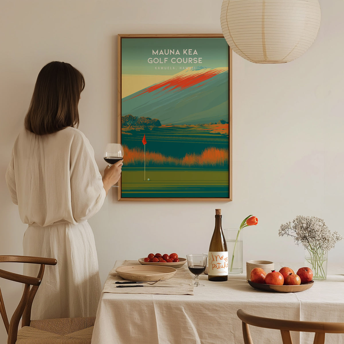 Mauna Kea Golf Course, Kamuela, Hawaii Poster | Tropical Links Golfer Gift Wall Art — styled in a modern interior