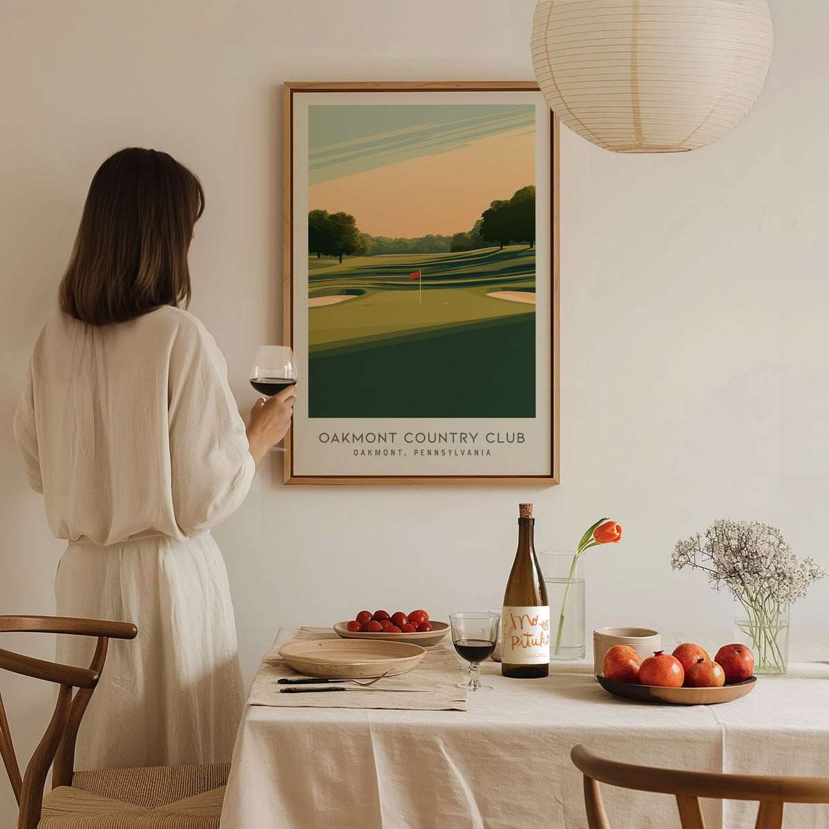 Oakmont Country Club Matte Border Poster | Oakmont, Pennsylvania Golf Course Print Wall Art — styled in a modern interior