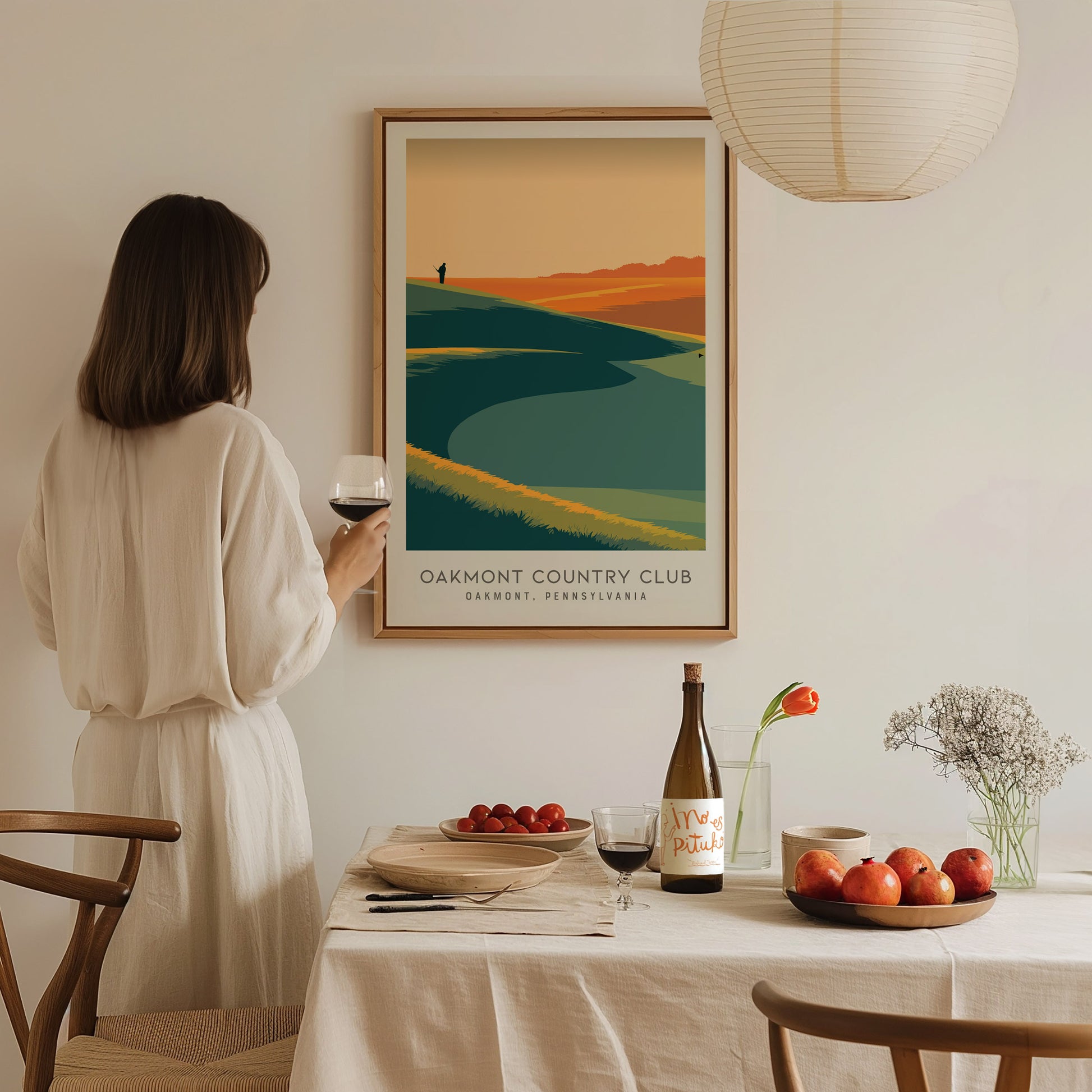 Oakmont Country Club Matte Border Poster | Oakmont, Pennsylvania Golf Course Print Wall Art — styled in a modern interior