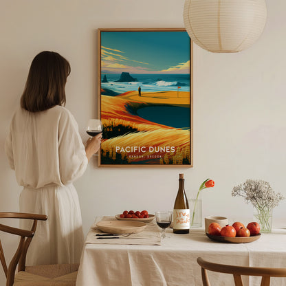 Pacific Dunes, Bandon, Oregon Poster | Links Poster Golfer Gift Wall Art — styled in a modern interior