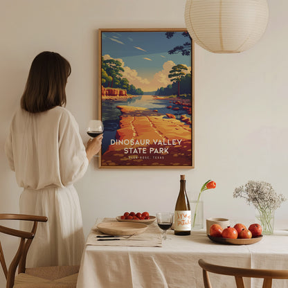 Dinosaur Valley State Park, Glen Rose, Texas Poster | Ancient Riverbed Adventure Wall Art — styled in a modern interior