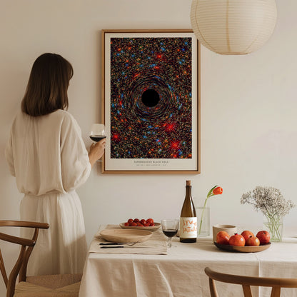 Supermassive Black Hole Poster | NASA NGC 1600 Space Photography Wall Art — styled in a modern interior