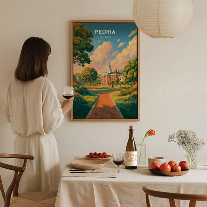 Peoria, Illinois Poster | River City Charm Framed or Unframed Wall Art — styled in a modern interior
